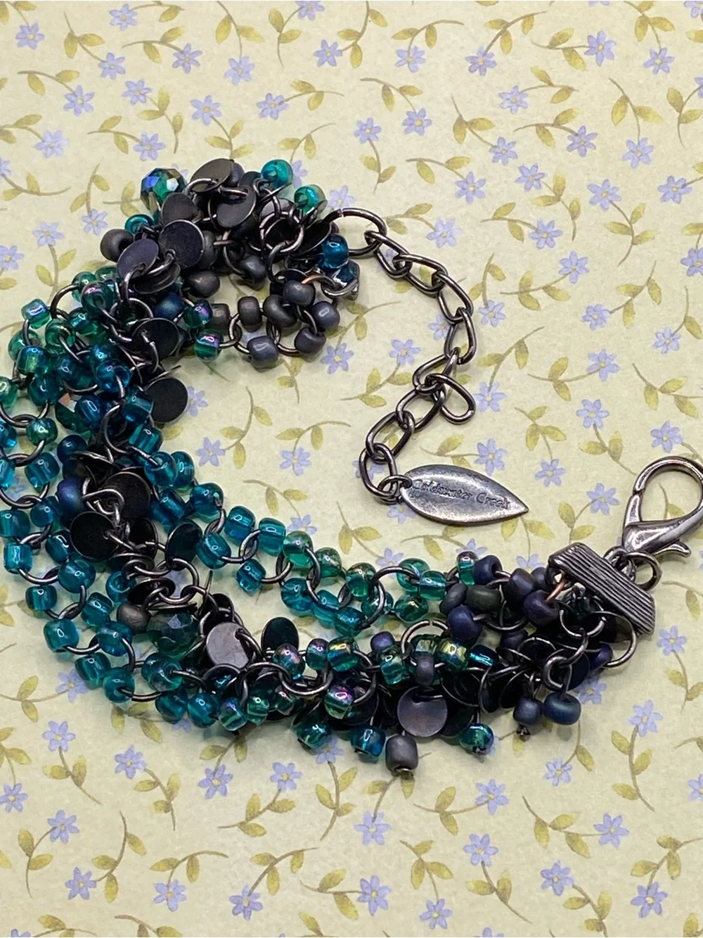 COLDWATER CREEK Glass Blue Seed Beads & Gunmetal Breacelet